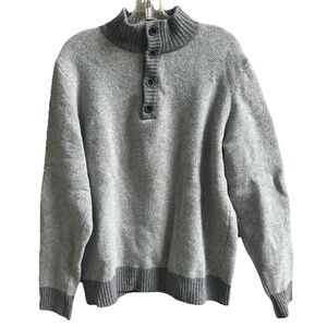 Luca Nobili Italy Men XL Pullover Button Sweater Gray Wool Blend 46" Chest Thick
